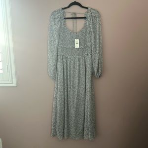 ASTR SOFT BLUE FLORAL MIDI DRESS